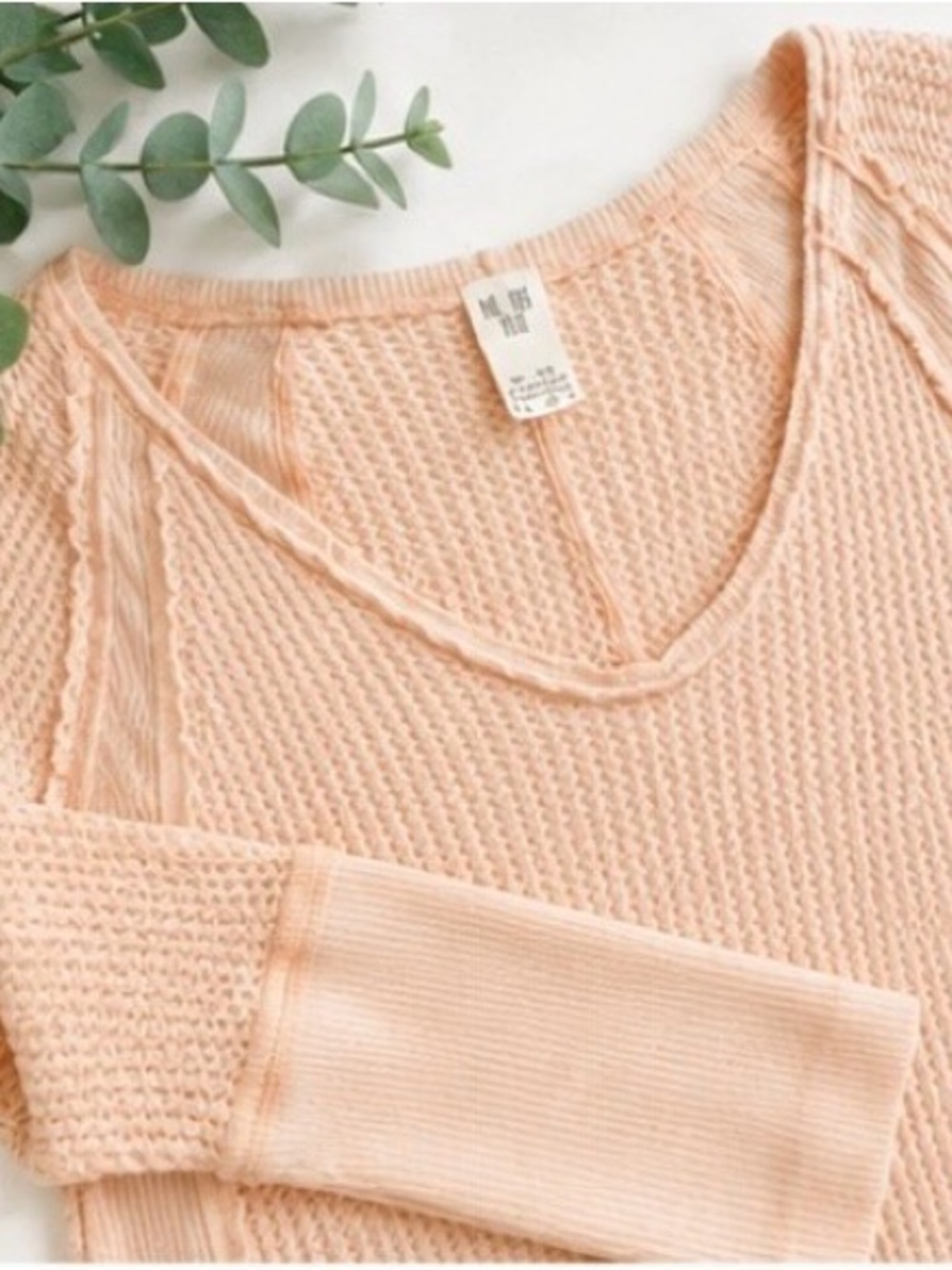 Light Pink Layered Hem Knit Top - - Picture 2 of 6